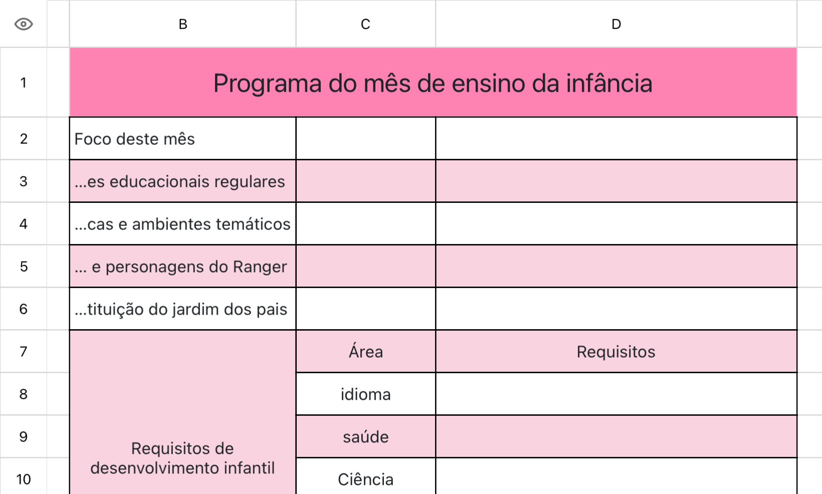 Programa do mês de ensino da infância